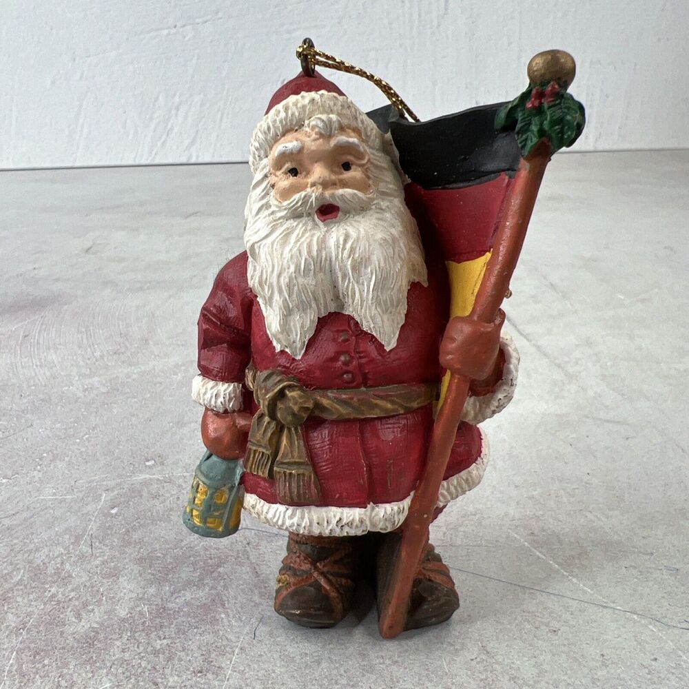 vintage‎ hard plastic santa ornament German Flag 4”